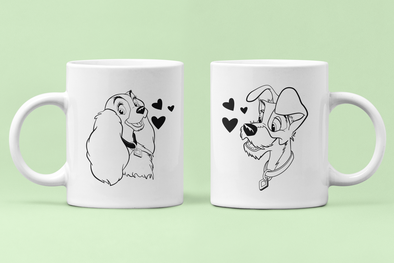 Чашки парные Леди и Бродяга для влюбленных 330 мл Белый (ВЛ53Ч)