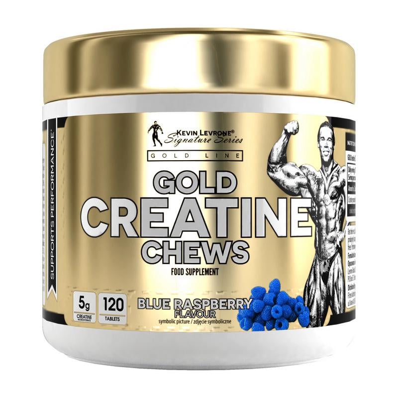 Креатин моногидрат жувальні таблетки Kevin Levrone Gold Creatine Chews 120 табл. Голубая малина