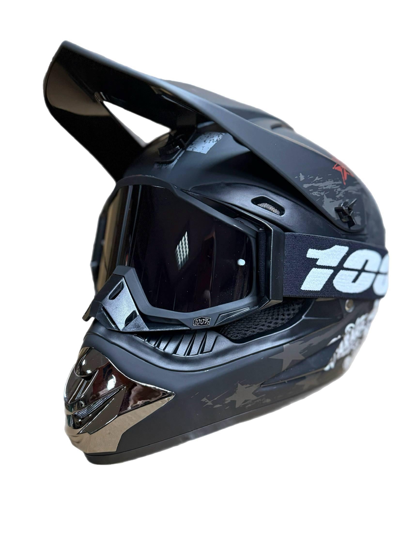Мотошлем эндуро кроссовый Helmet Skull M череп Черный и очки Profi 100% Черный (0313) Мотошлем эндуро кроссовый Helmet Skull M череп Черный и очки Profi 100% Черный (0313)