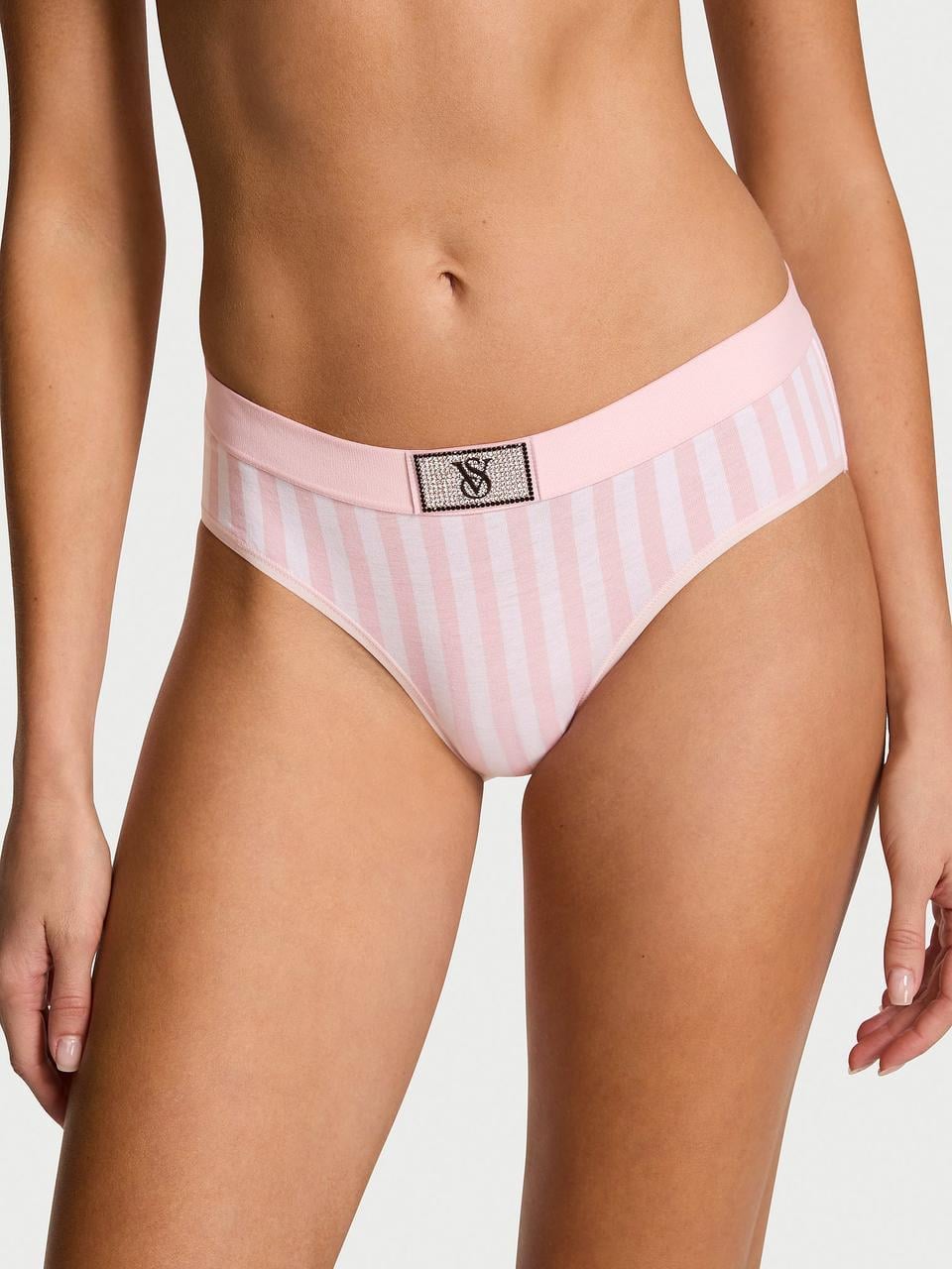 Трусики женские Victoria's Secret Logo Cotton Shine Patch Hiphugger M Розовый (1938864943382)