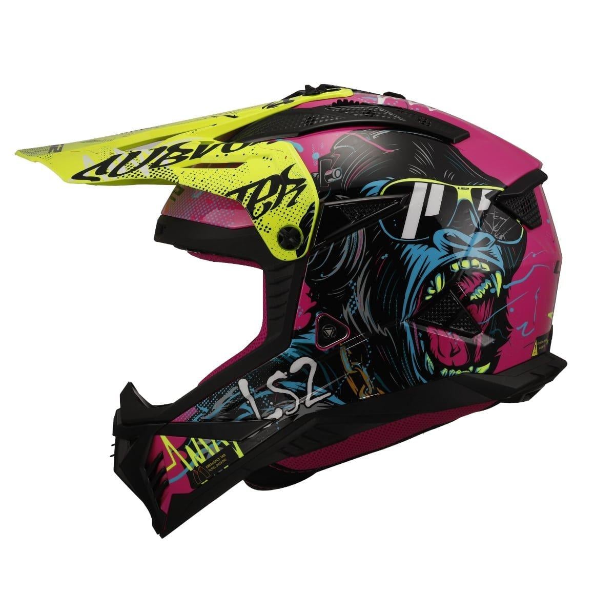 Мотошолом LS2 MX708 Fast 2 Gorilla S Purple/H-V Yellow (36557)