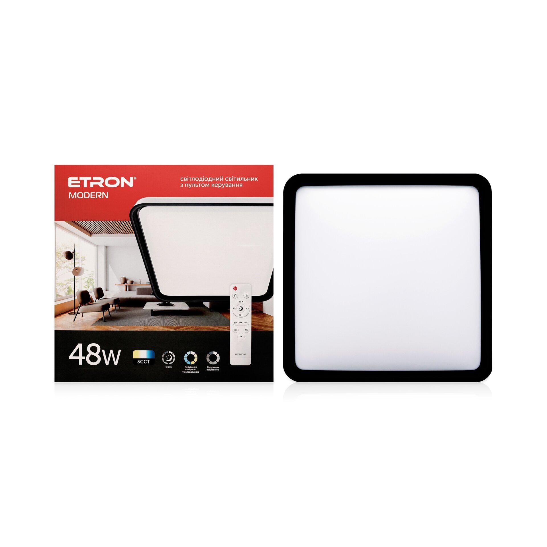 Светодиодный светильник с пультом ETRON Smart MODERN 1-ESP-2007 48W IP20 Black/White (20923) Светодиодный светильник с пультом ETRON Smart MODERN 1-ESP-2007 48W IP20 Black/White (20923)