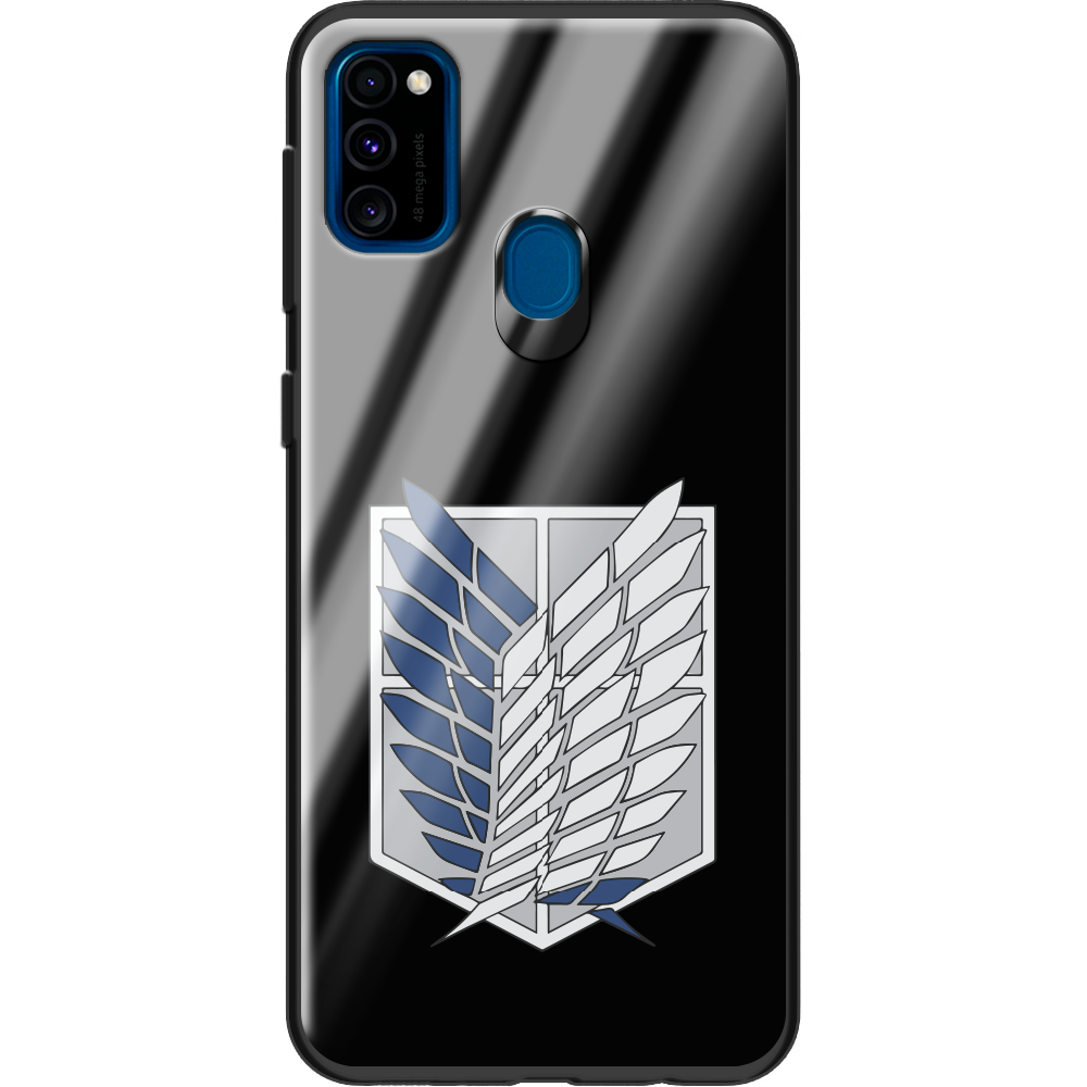 Чехол с рисунком Boxface Samsung M307 Galaxy M30s Атака Титанов Крылья Свободы Черный силикон со стеклом (38209-bk88-38348)