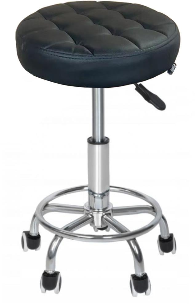 Кресло-табурет на колесах Bonro B-496 круглое из экокожи до 120 кг Черный (132-76-42300109)