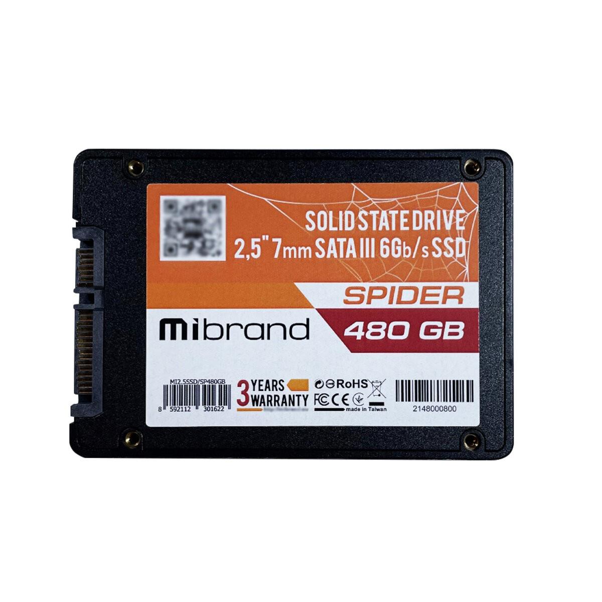 Твердотільний накопичувач SSD Mibrand Spider 480 Gb SATAIII 3D TLC 550/460 MB/s (MI2.5SSD/SP480GB)