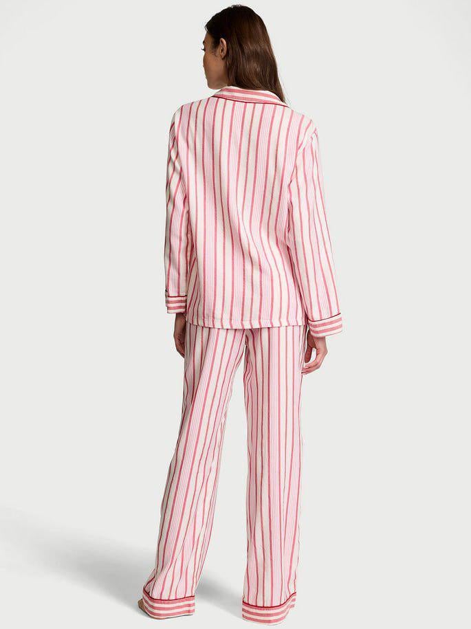 Піжама фланель сорочка/штани Victoria's Secret Flannel Long Pajama Set смужка Regular XS Рожевий (26811508D) - фото 2