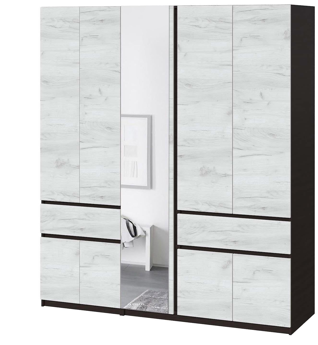 Шкаф с зеркалом Мастер Форм Брайт 1821х520х2000 мм Венге магия/Дуб крафт белый (31991)