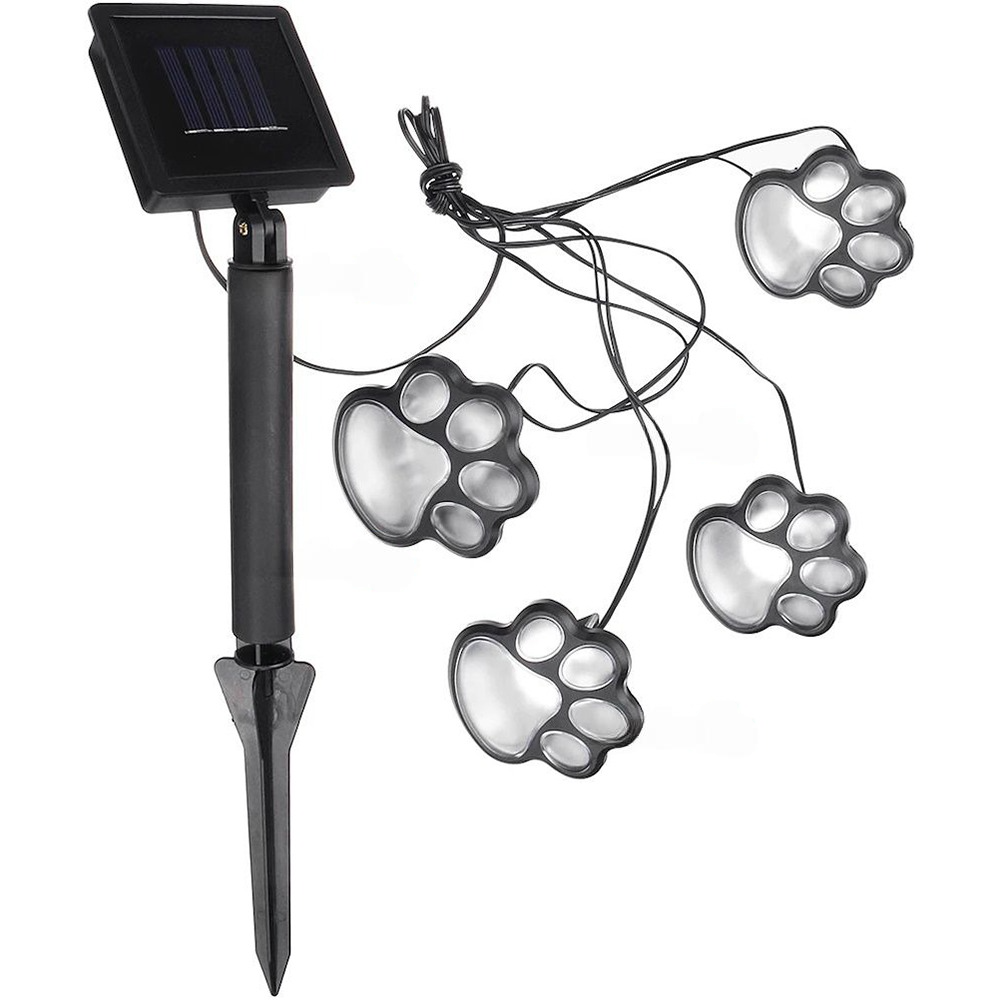 Садовий світильник на сонячній батареї Paw Prints Lights 19 см Білий