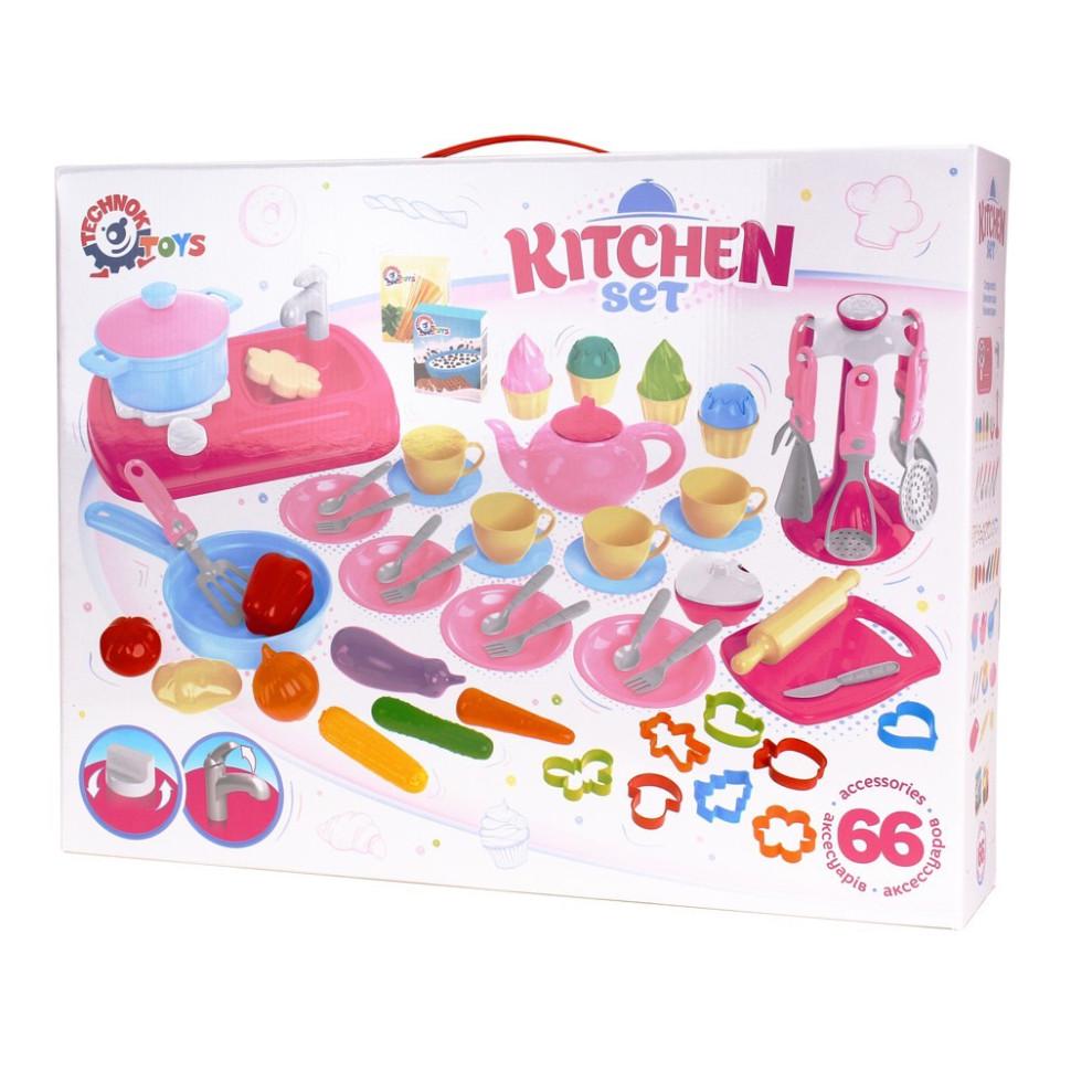 Игрушка кухня Технок Набор посуды Розовый (IG-173-N-73)