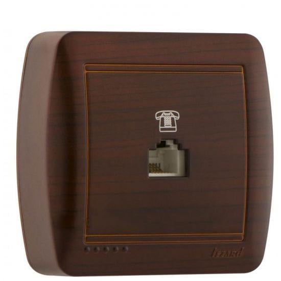 Розетка телефонная евро DEMET Античный кедр (711-0400-137)