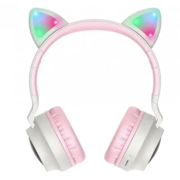 Наушники беспроводные c LED подсветкой Bluetooth HOCO W27 Cat Ear Wireless Headphones Grey (401240274) - фото 4