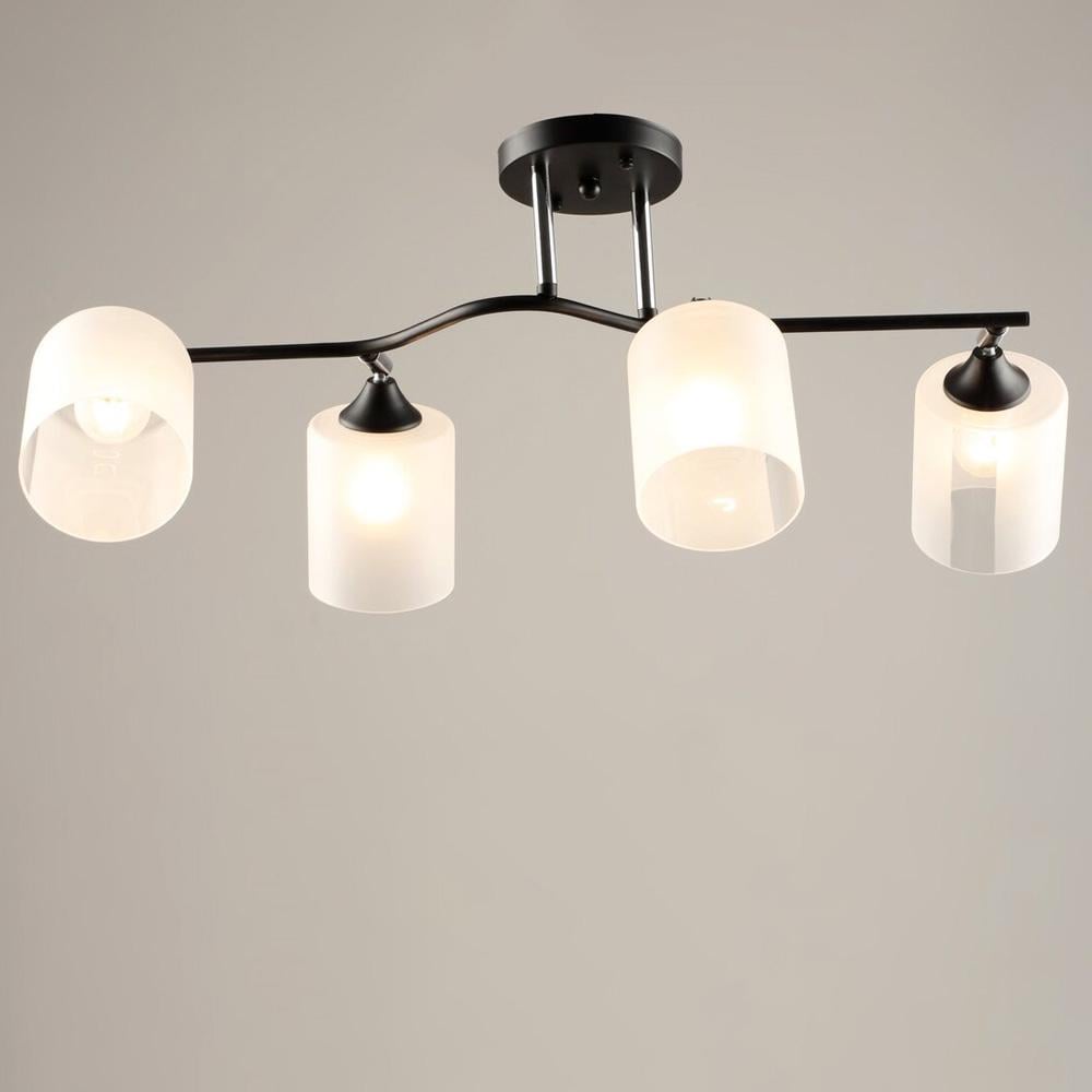 Люстра стельова Light House SRS-20301/4 E27 плафони білі Чорний/Хром Люстра стельова Light House SRS-20301/4 E27 плафони білі Чорний/Хром