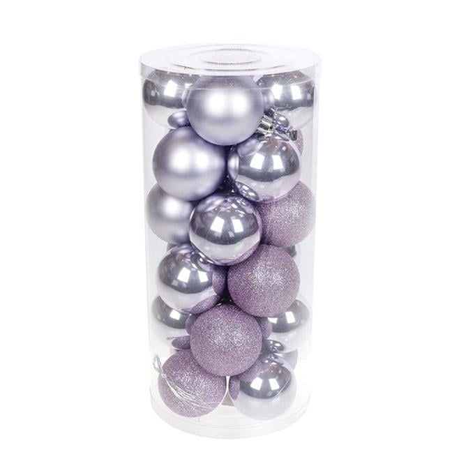 Набор пластиковых новогодних шаров Flora 24 шт. D-6 см (12045)