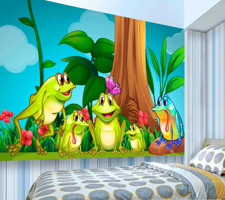Фотообои 3D для детской комнаты Лягушки