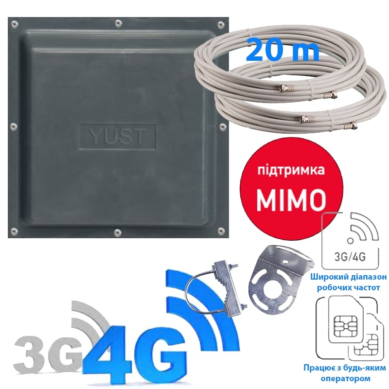 Комплект оборудования 3G/4G интернета YUST антенна mimo + кабель 20 м (TF-KIT-4G3417) - фото 2