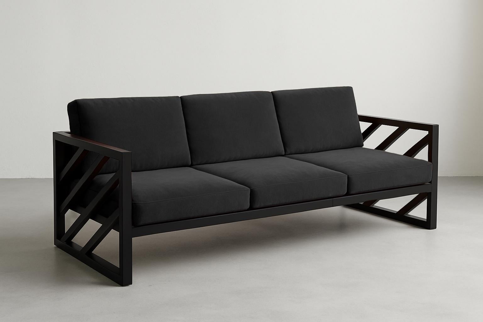 Диван металлический Tobi Sho Гранд/DV4 велюр с подушками 6 шт. 750х1600х700 мм Черный/37