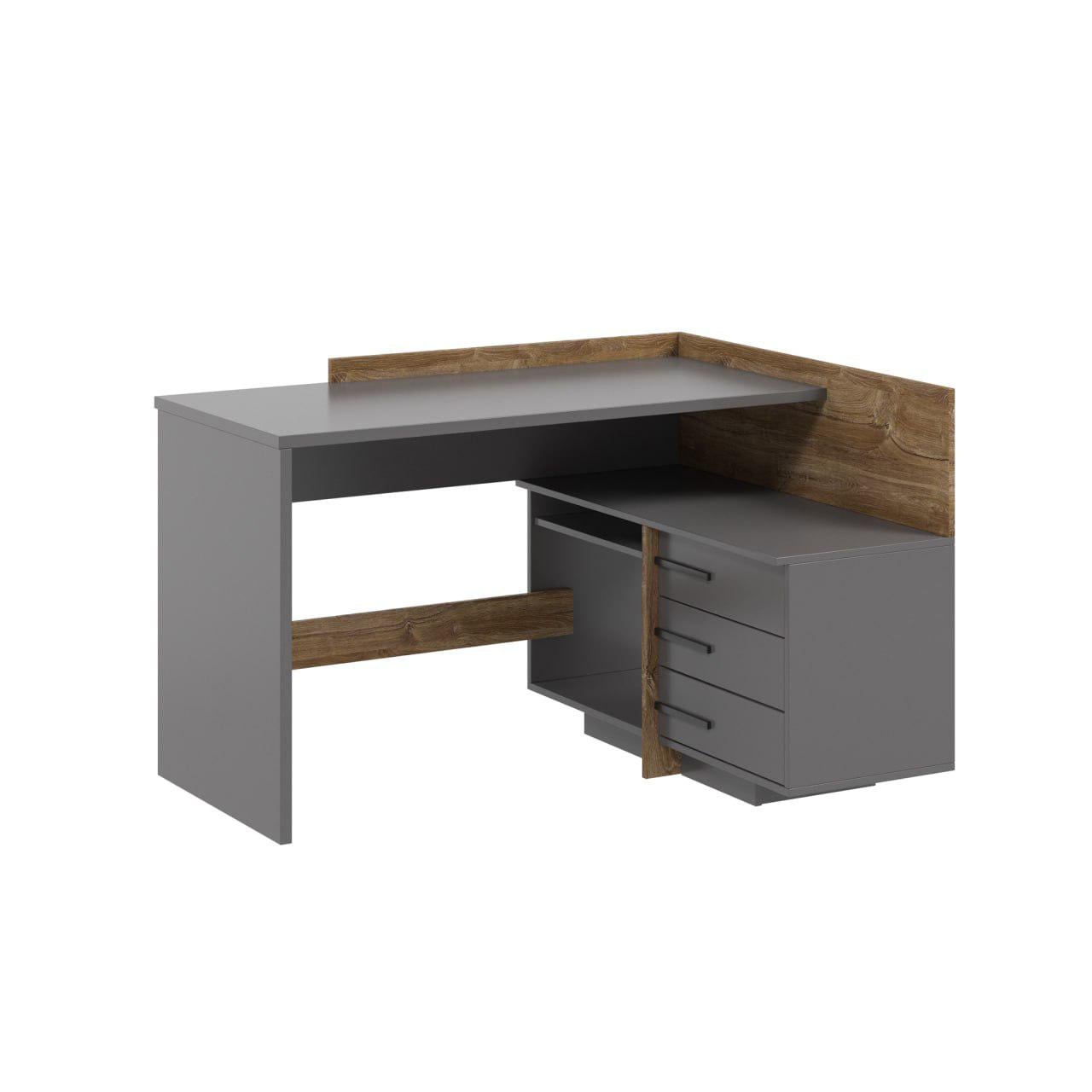 Комп'ютерний стіл Естет Дуб Таверна правий 129х102х75 см Графітовий (МС21)