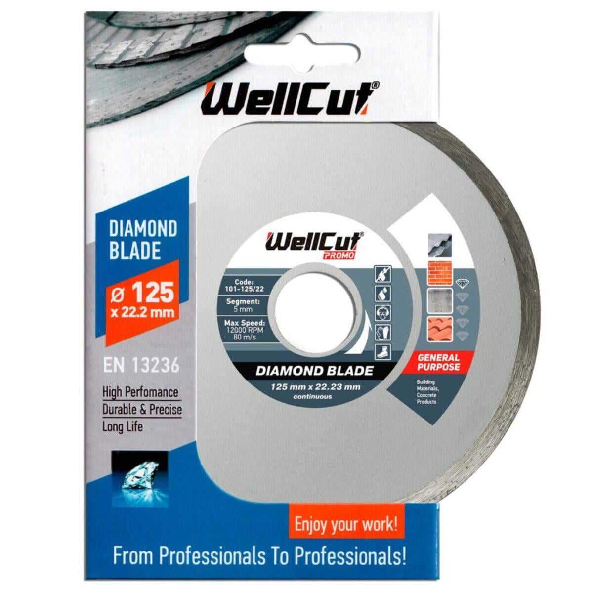 Алмазний диск суцільний WellCut Standard 125 мм 5х22,23 мм (018258)