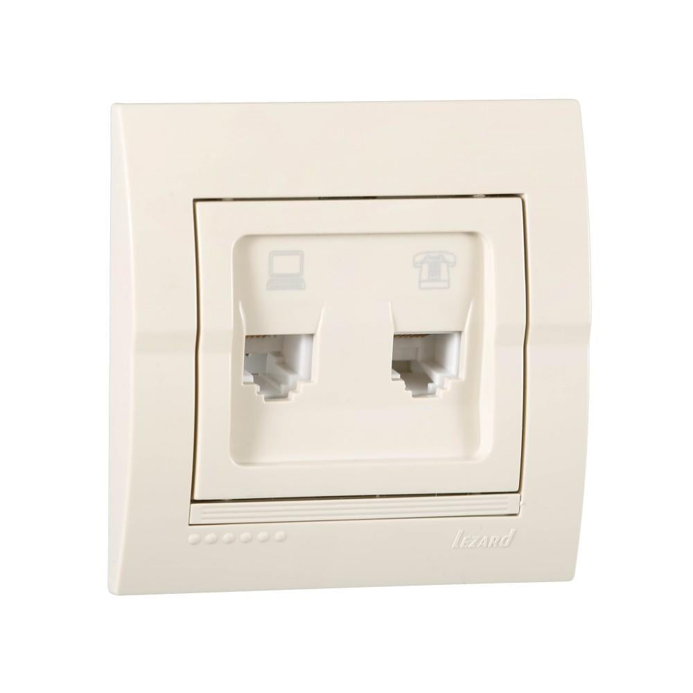 Розетка компьютерная и телефонная Lezard DERIY Кремовый (702-0303-143)
