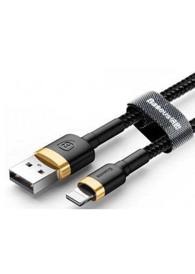 Кабель для быстрой зарядки BASEUS Cafule Cable USB to Lightning 2,4 A 1 м Black/Gold (CALKLF-BV1) - фото 4 Кабель для быстрой зарядки BASEUS Cafule Cable USB to Lightning 2,4 A 1 м Black/Gold (CALKLF-BV1) - фото 4