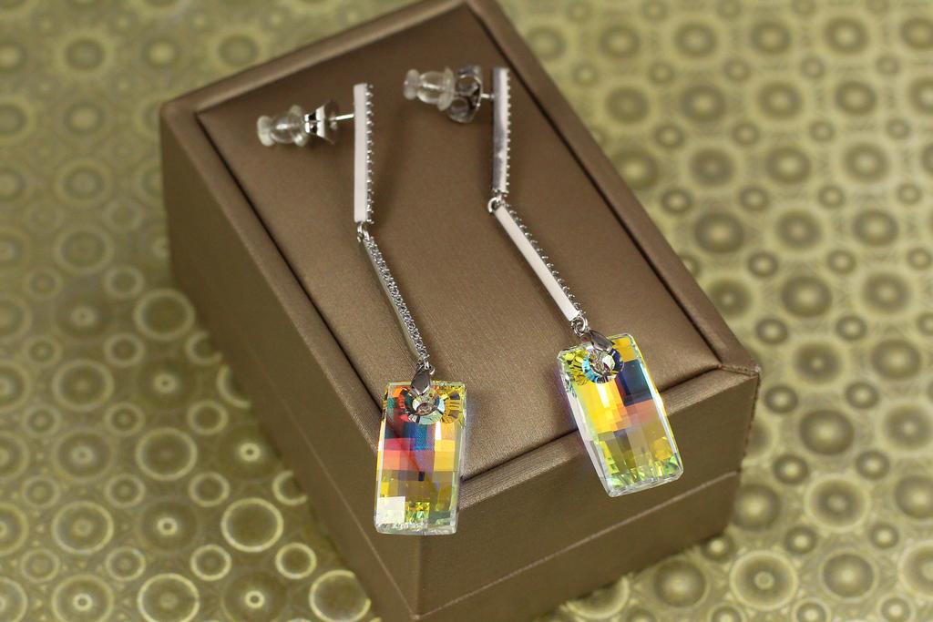 Серьги подвески Xuping Jewelry большие прямоугольники 6,7 см Серебристый/Белый (31919420)