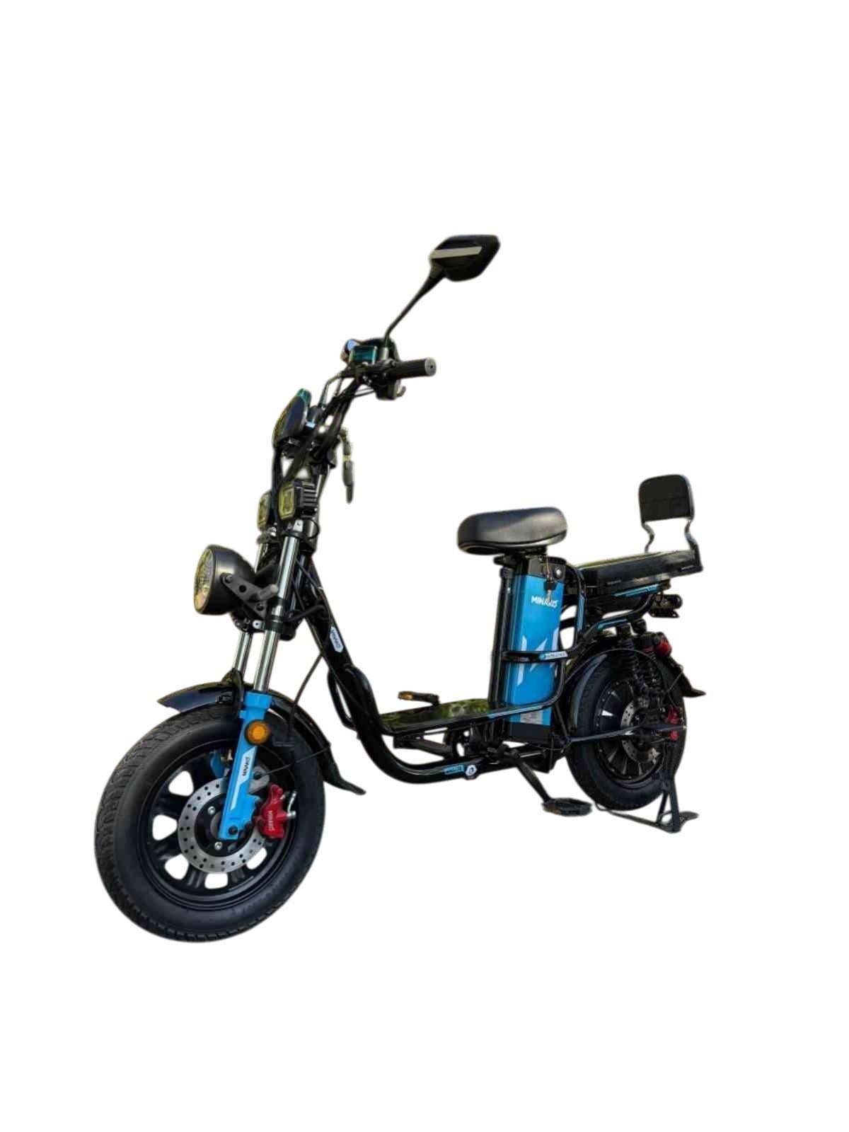 Электровелосипед Minako Monster NEW 1000W 60V 26Ah с гидравлическими тормозами и раскладным багажником/сиденья Черно-синий