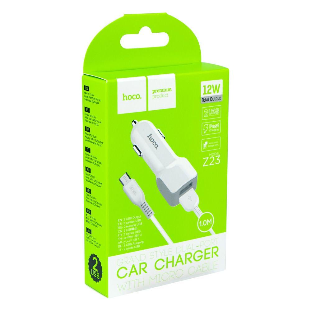 Зарядний пристрій автомобільний Hoco Z23 2USB Micro (28219063)
