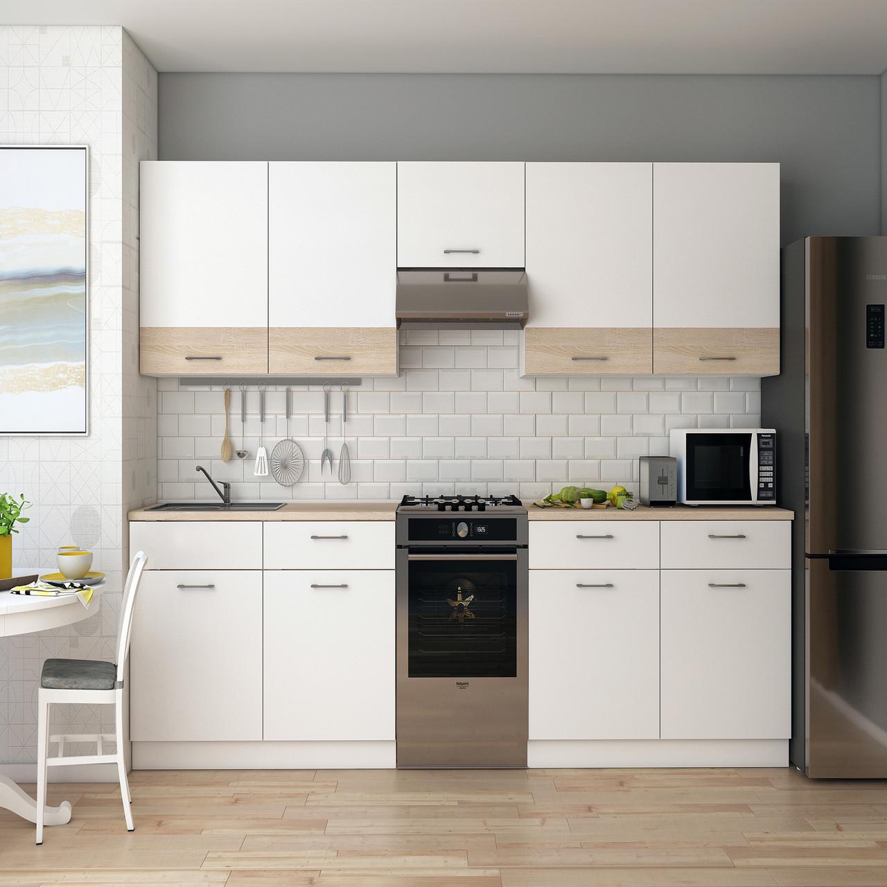 Кухня модульная Лея Doros 300х60х250 см Белый/Дуб сонома (DRS-011378)