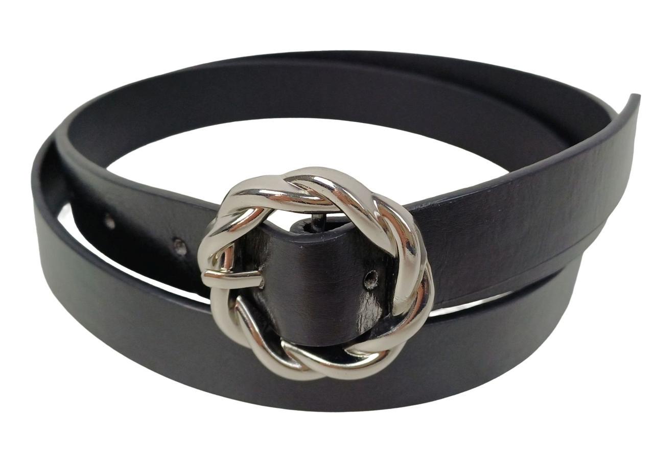 Ремень WBL Trading экокожа серебристая пряжка 2,3 см Черный