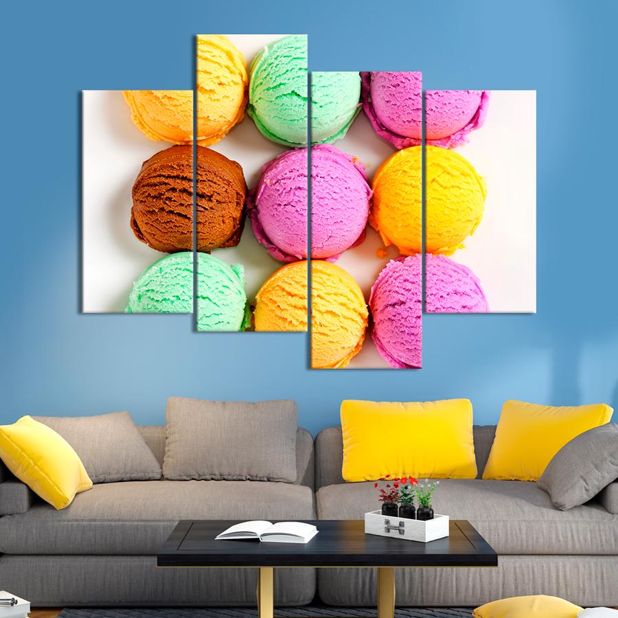 Настенний декор Шарики мороженого пломбир с разными вкусами 89x56 см (A388-4)