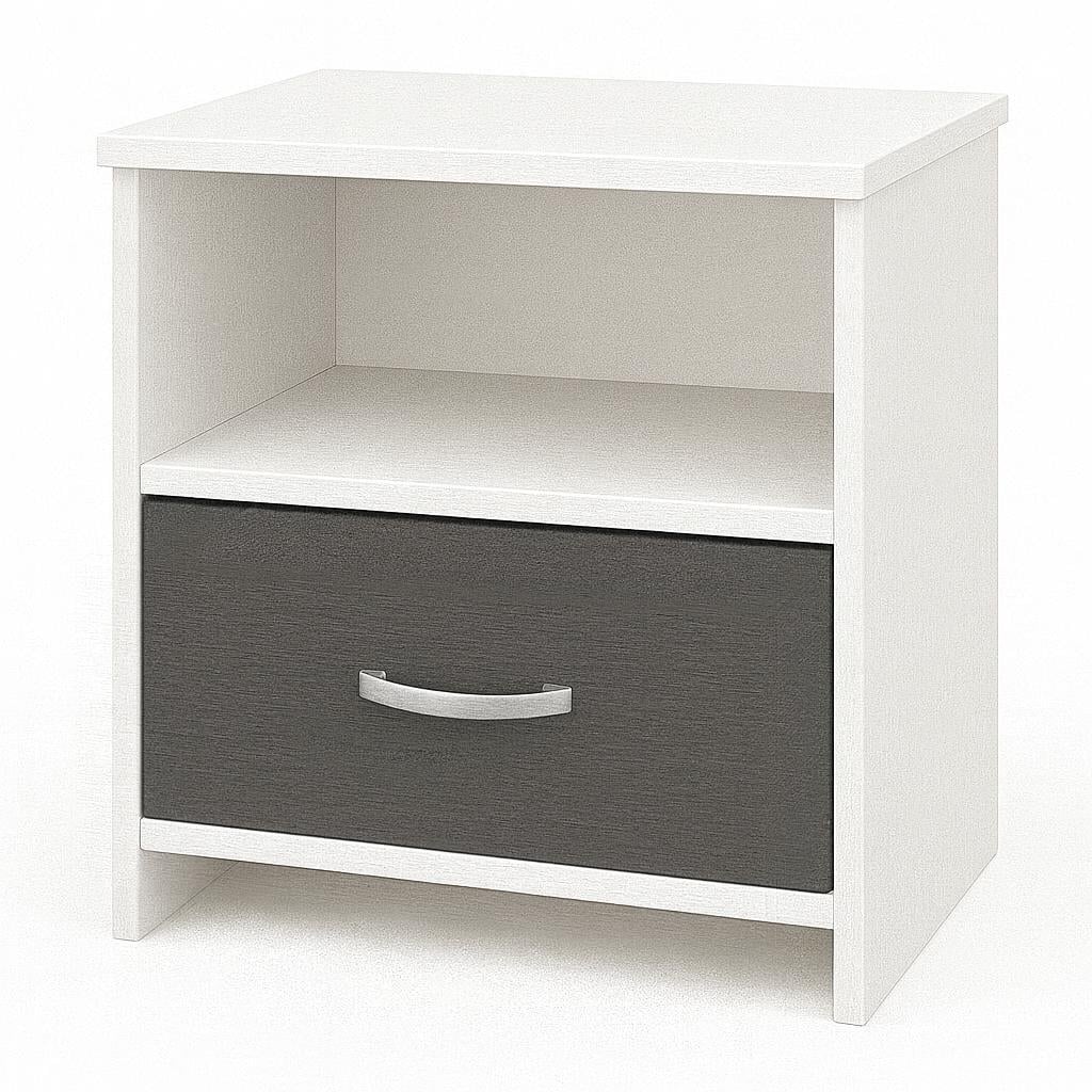 Приліжкова тумба з ящиком №5 ДСП 500х400х350 мм Білий/Антрацит Приліжкова тумба з ящиком №5 ДСП 500х400х350 мм Білий/Антрацит