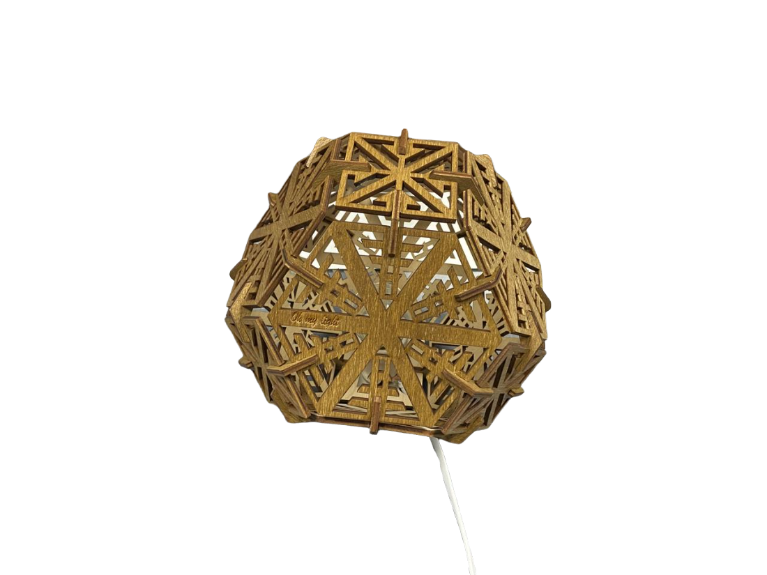Ночник деревянный декоративный Октаэдр 25х25 см Орех (SV-614)