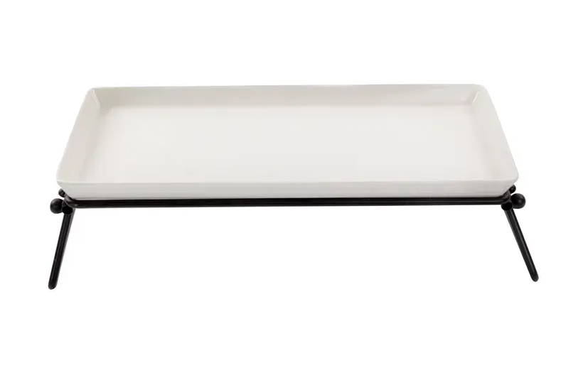 Набір сервірувальних фарфорових блюд на підставці 3 шт. - фото 2 Набір сервірувальних фарфорових блюд на підставці 3 шт. - фото 2