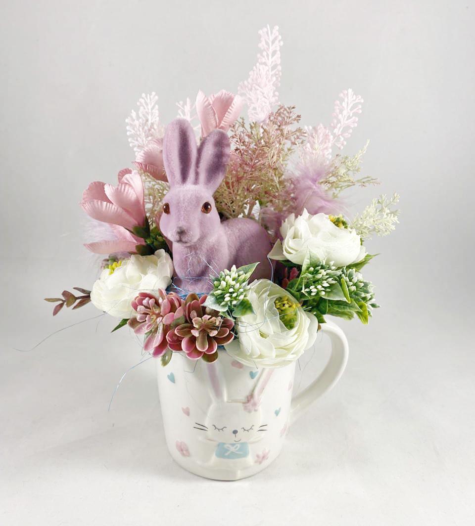 Пасхальная композиция в чашке 25 см Розовый/Белый (6604887)