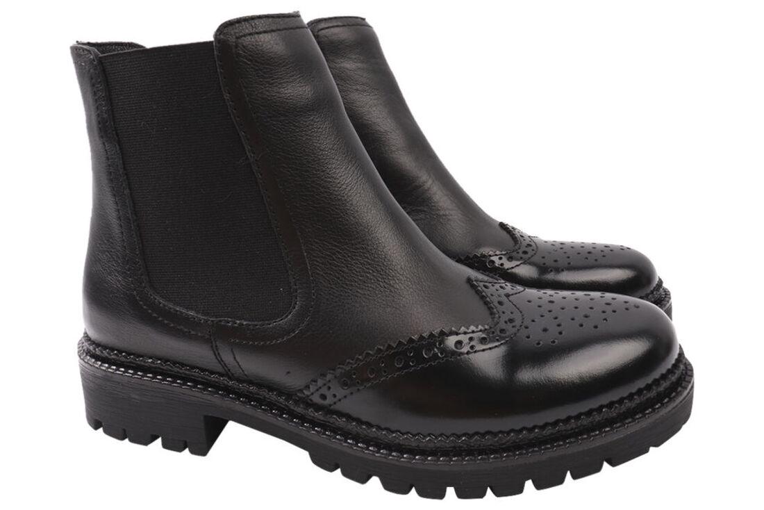 Ботинки женские Lottini из кожи Черный на резинке р. 40 (159-9/20DHC)