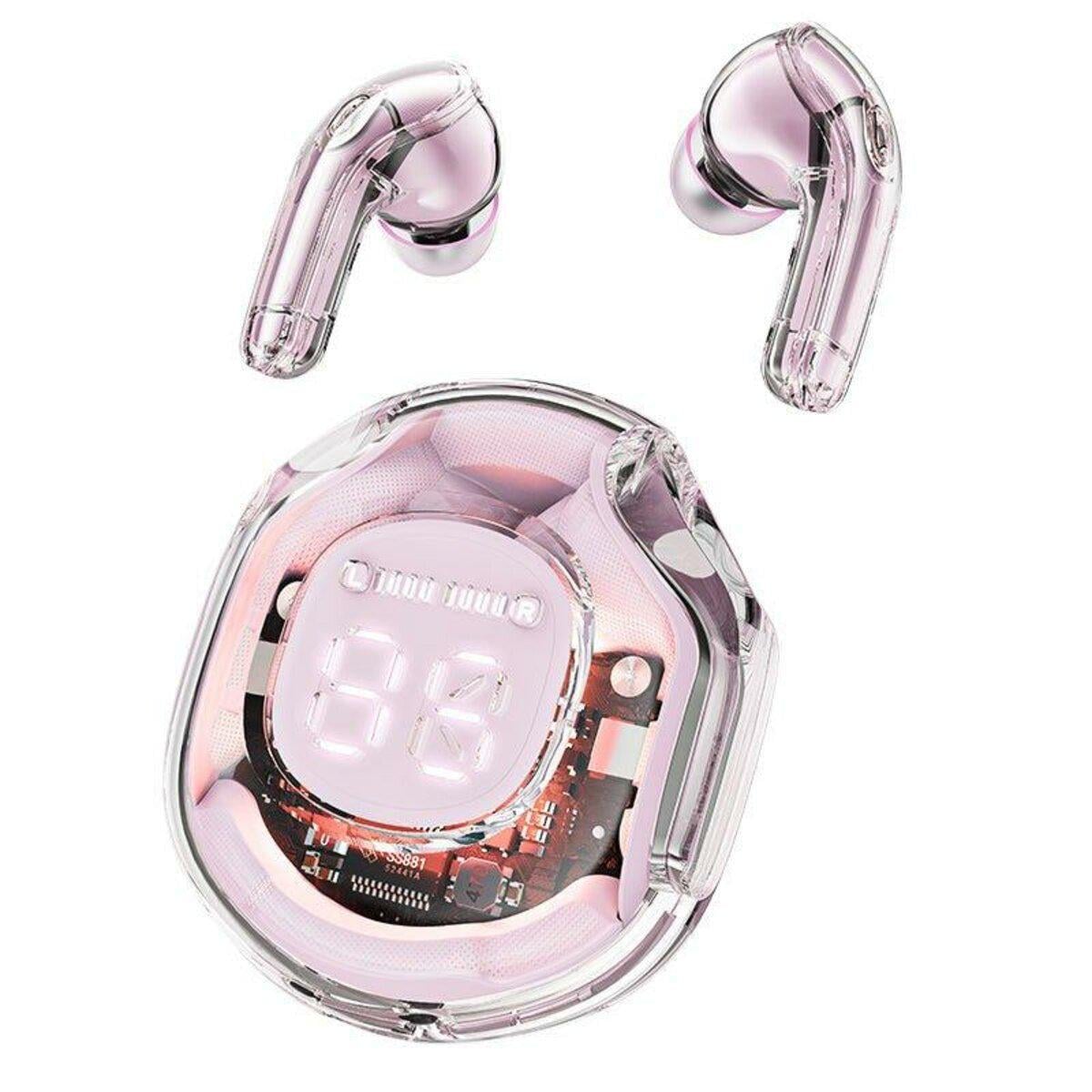 Наушники беспроводные AceFast T8 Crystal Color 500 mAh Lotus Pink (10685072)