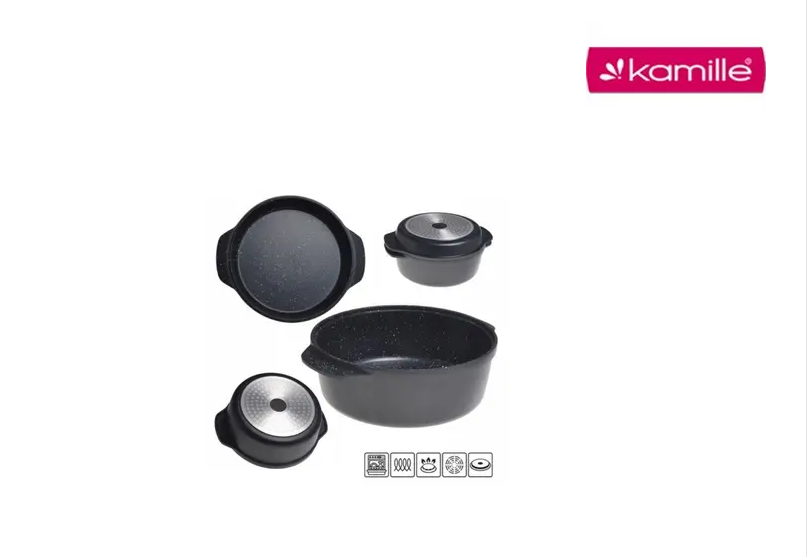 Кастрюля с крышкой-сковородой Kamille из алюминия антипригарная 2,5 л (27711159) - фото 3 Кастрюля с крышкой-сковородой Kamille из алюминия антипригарная 2,5 л (27711159) - фото 3
