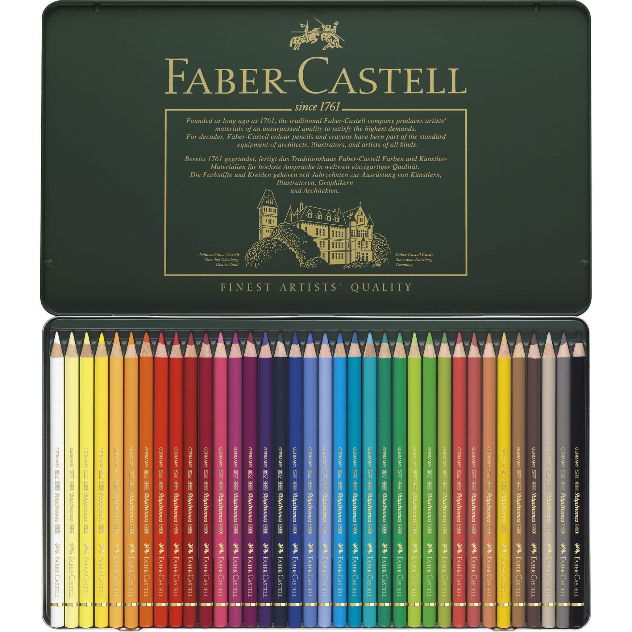 Набір кольорових олівців Faber-Castell Polychromos металевий пенал 36 кольорів (110036) Набір кольорових олівців Faber-Castell Polychromos металевий пенал 36 кольорів (110036)