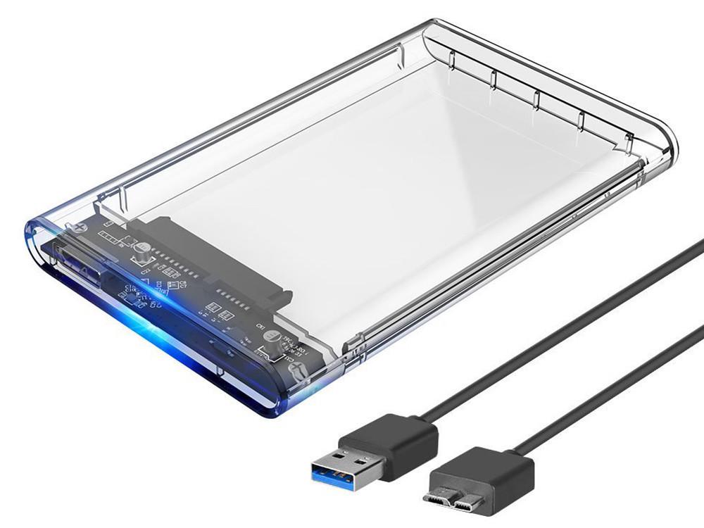 Внешний карман жесткого диска USB 3.0 SATA 2,5 Прозрачный - фото 2