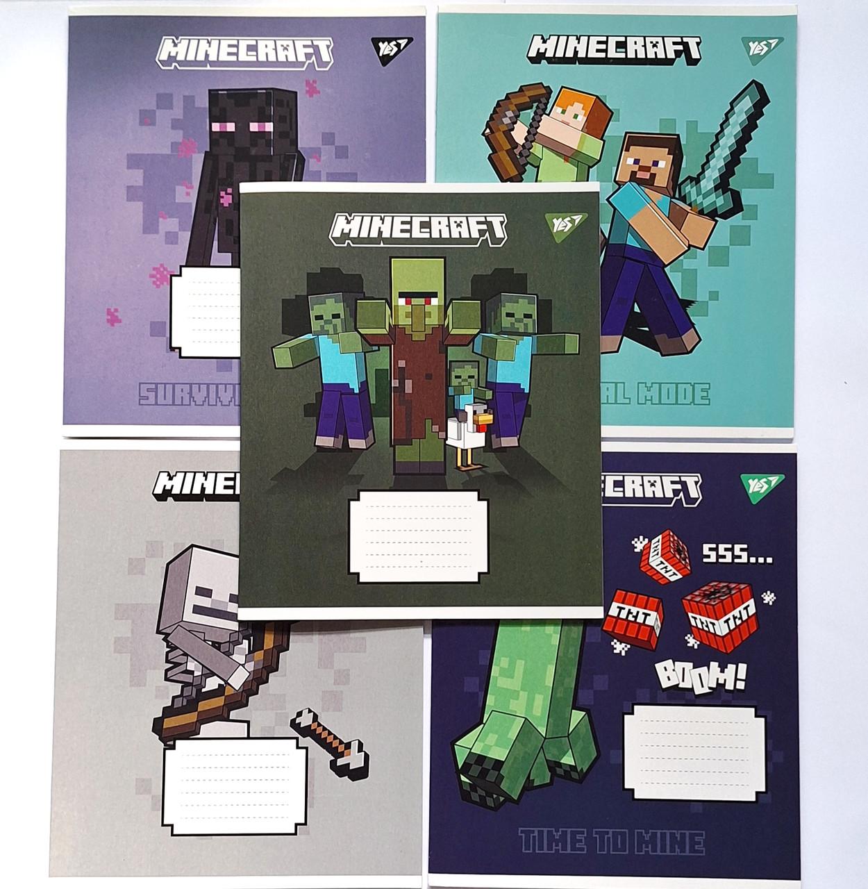 Комплект тетрадей школьный YES Minecraft Signs А5/24 клетка 5 шт. (767561)