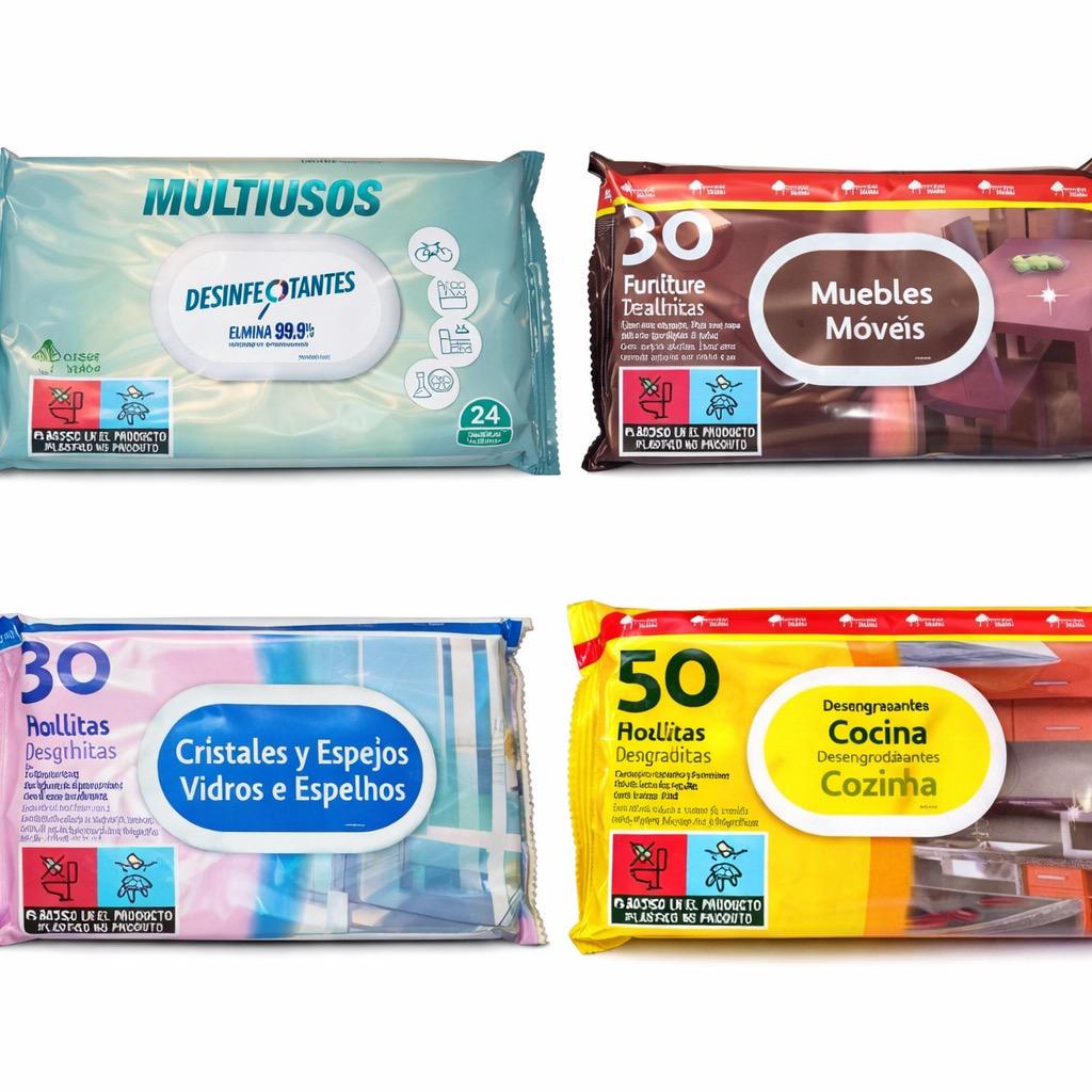 Набор универсальных влажных салфеток для дома 4 вида