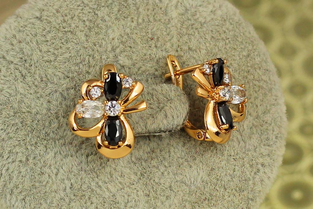 Серьги Xuping Jewelry франт с черными и белыми 1,4 см Золотистый (2579705435)