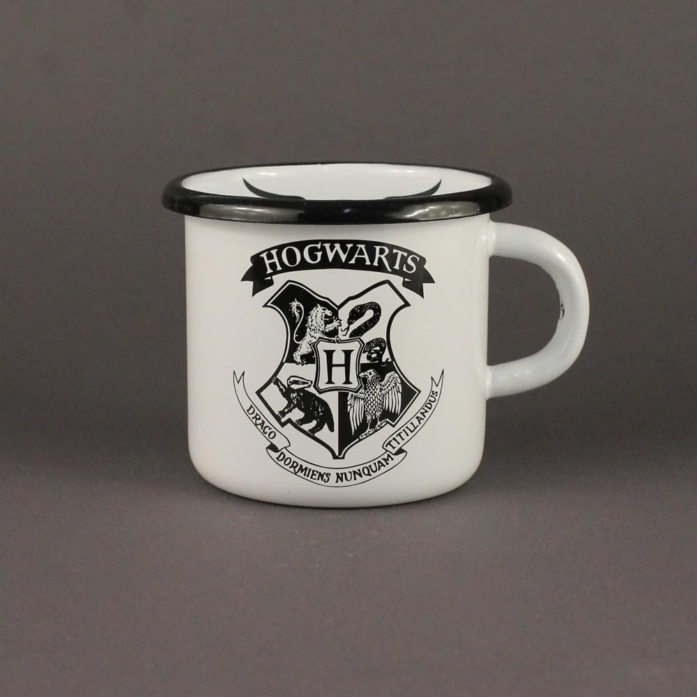 Кружка эмалированная Enamel mug с принтом Герб Хогвартса 400 мл Белый