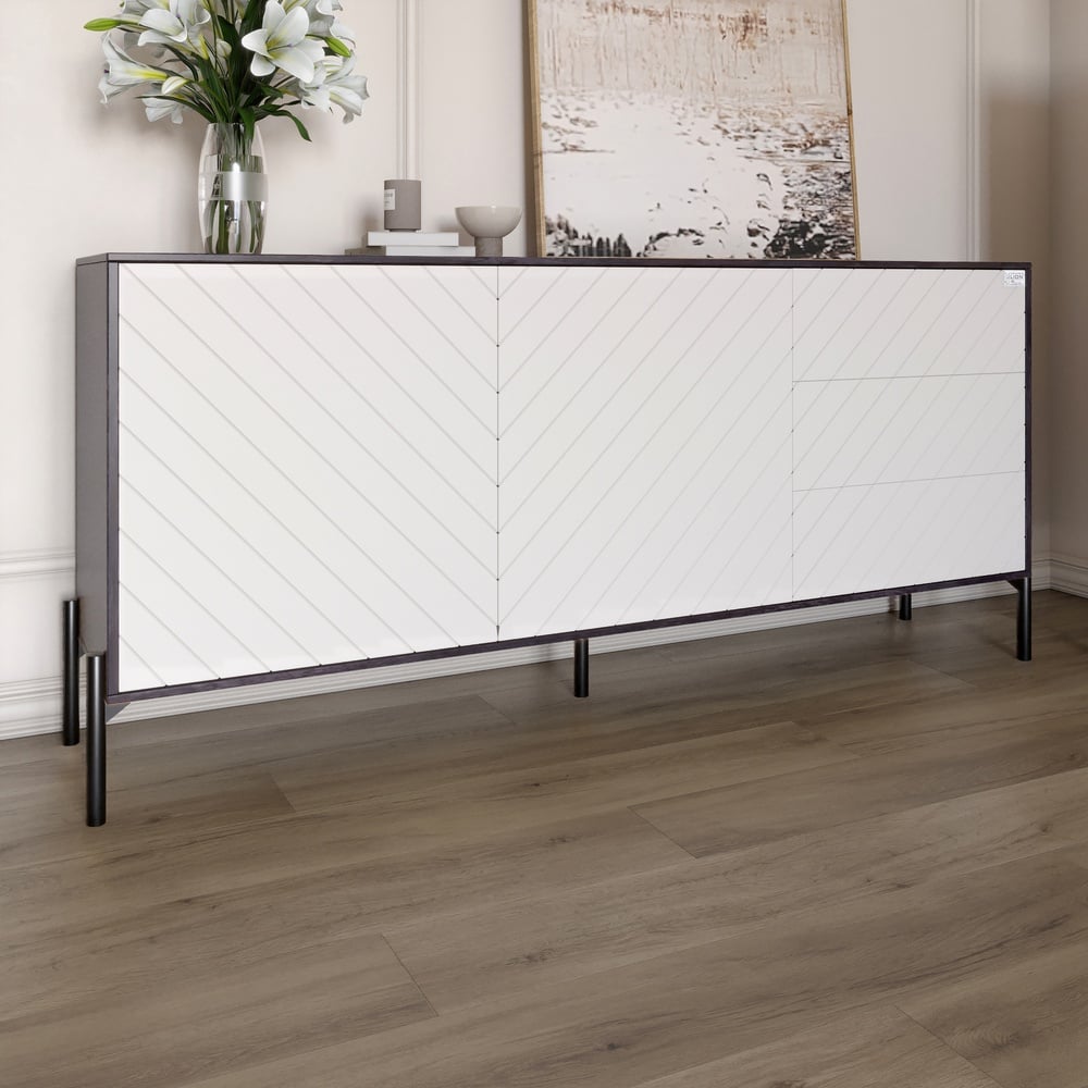 Комод Lion Амарант 158,5x39x77 см Бетон темный/Белый (LION-041915)