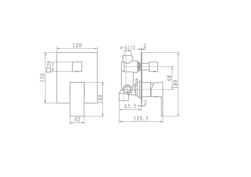 Смеситель скрытого монтажа для ванной и душа Avalon 2 функции (AF-L3B038CP) - фото 2