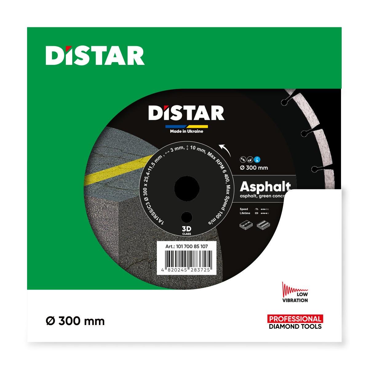 Диск алмазный по асфальту/свежему бетону Distar Asphalt 300х3х25,4 мм (10170085107)