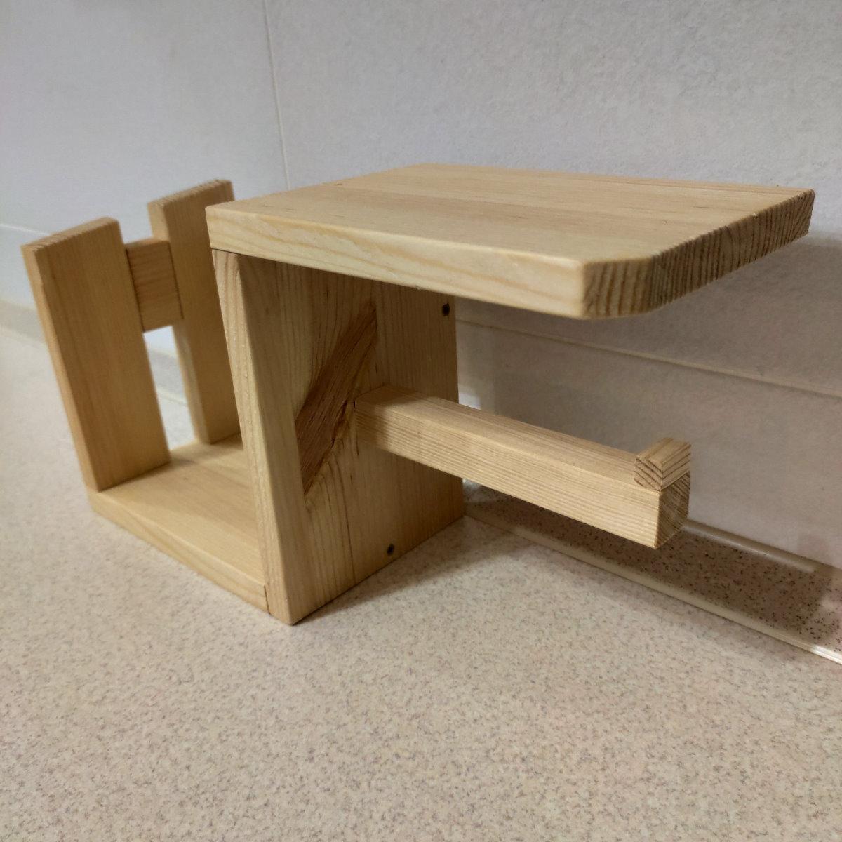 Держатель для туалетной бумаги деревянный с полочкой и вешалкой для полотенца (2088450937) - фото 6