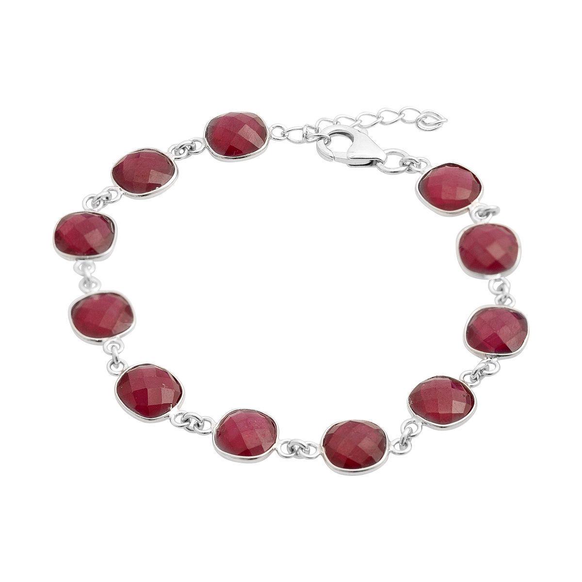 Браслет серебряный с натуральным рубином 33,044 ct 8,94 г 17 см (2152804)