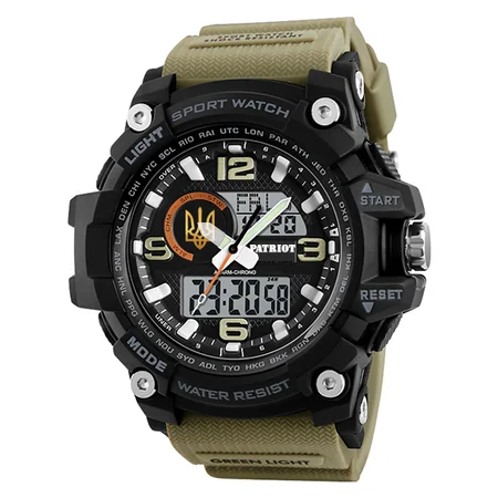 Наручные часы Patriot 012BKKHUAGD Тризуб золото с коробкой Черный/Хаки