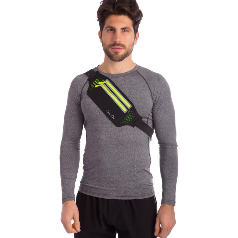 Спортивный органайзер с карманами сумка на пояс для бега SP-Sport C-0330 Черный с зеленым (NA003180)